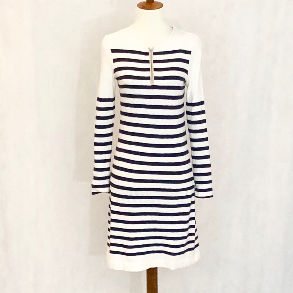 CELINE Striped Cotton Long Sleeve Mini Dress - Picture 2 of 7